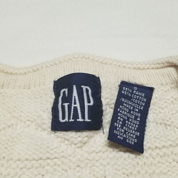 VINTAGE 80s GAP Cream Aztec Print Cropped Sweater - Picture 10 of 11